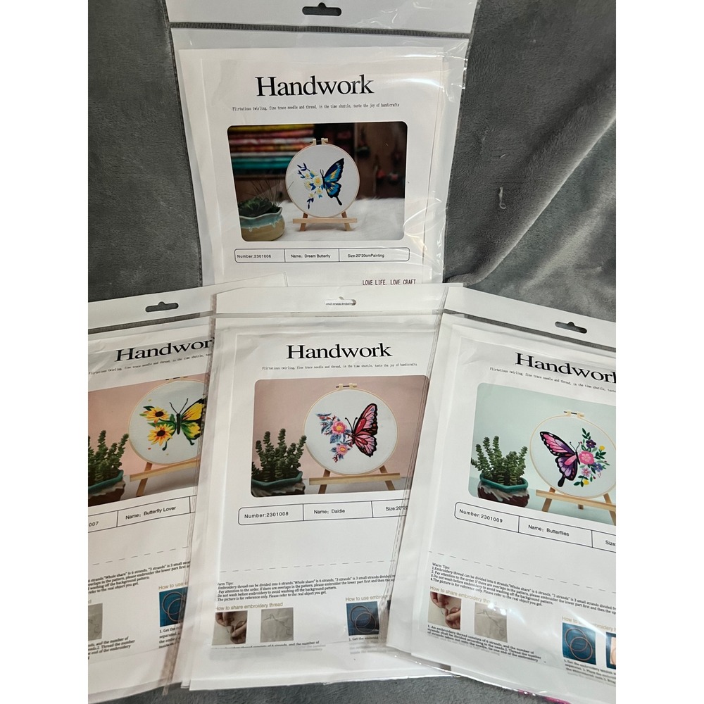 Handwork Butterfly Embroidery Starter Kit Lot 4 Beginner Cottagecore Whimsical